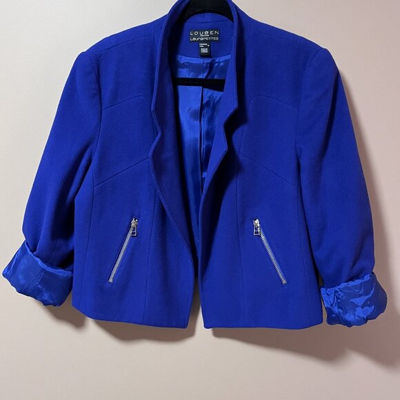 VINTAGE ROYAL BLUE Cashmere Wool mix Blazer EUC Sz 16P - Picture 12 of 12